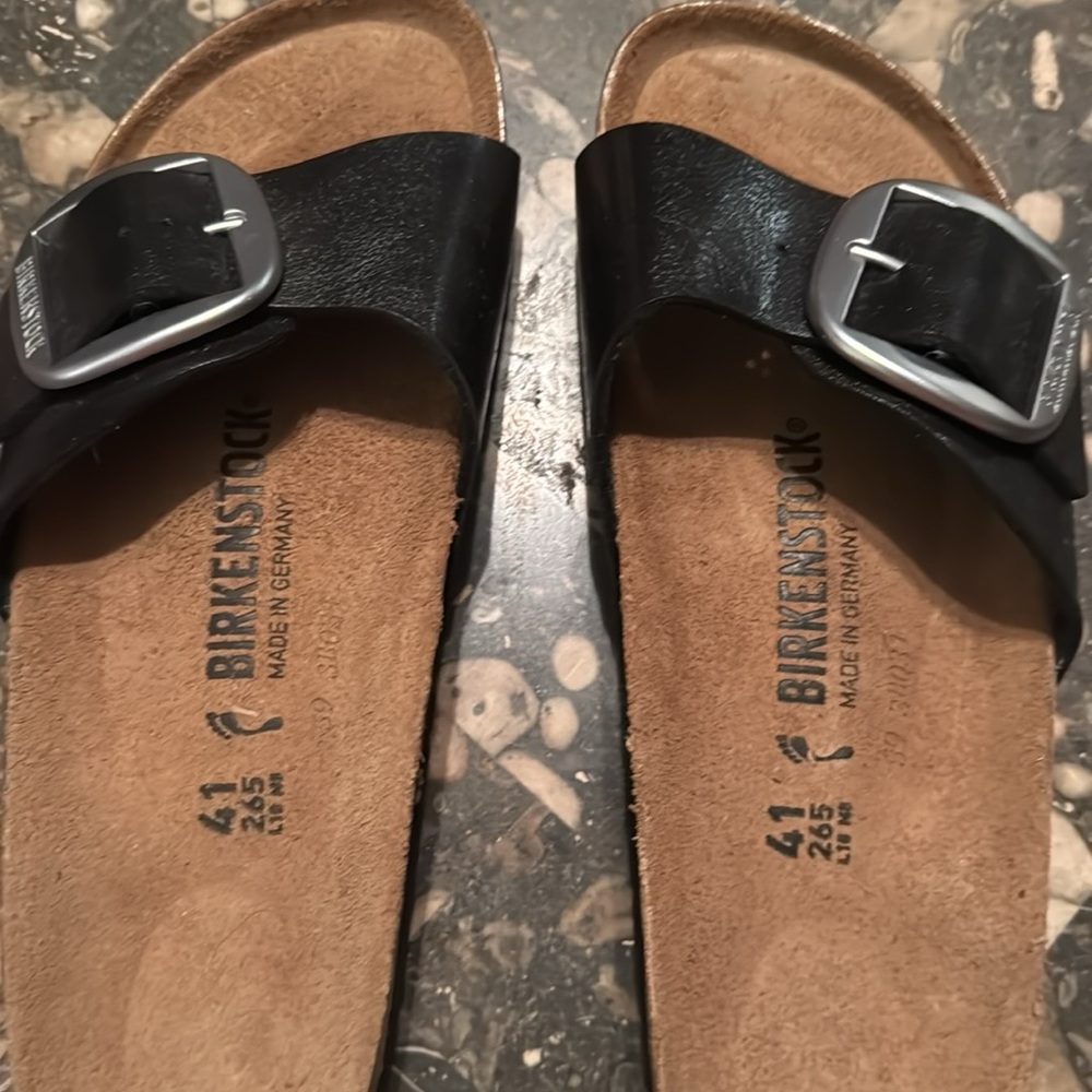 Birkenstock Madrid Big Buckle Black Leather Sandals